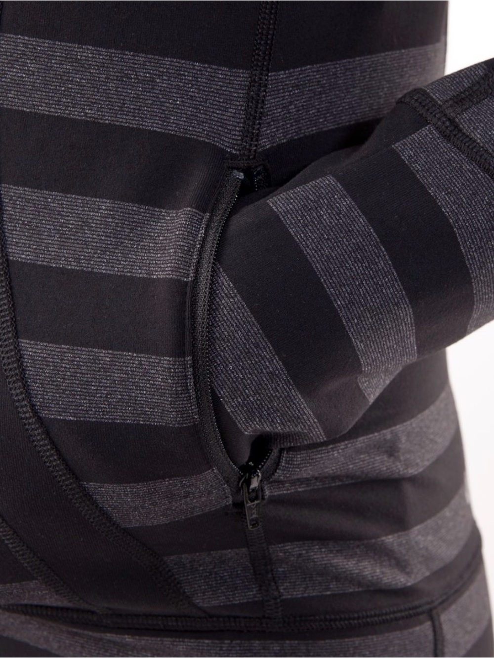 Lululemon Full Zip Hooded Stride Jacket Black Grey Micro Macro Stripe - Sz Small - Picture 4 of 13